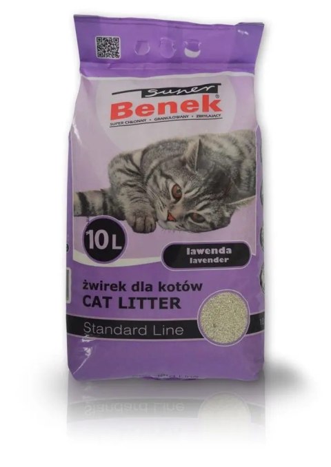 Żwirek dla kota bentonitowy Super Benek STANDARD Lawendowy 10l