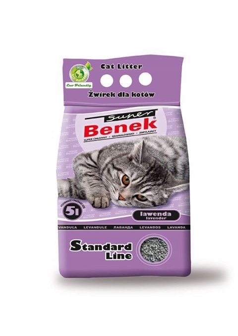 Żwirek dla kota bentonitowy Super Benek STANDARD Lawendowy 10l