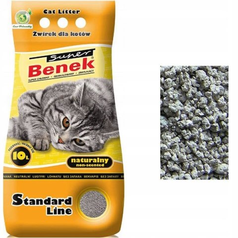 Żwirek dla kota bentonitowy Super Benek STANDARD naturalny 10l