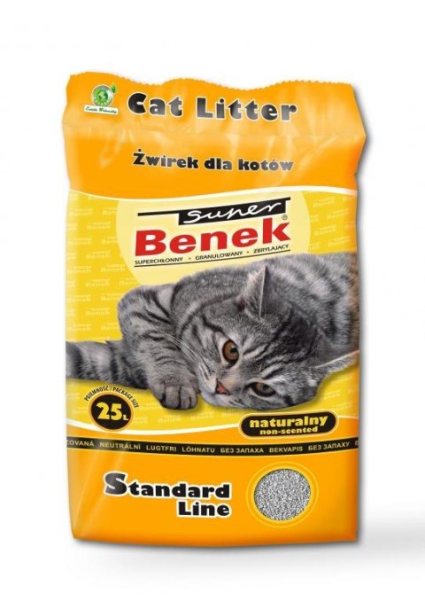 Żwirek dla kota bentonitowy Super Benek STANDARD naturalny 25l