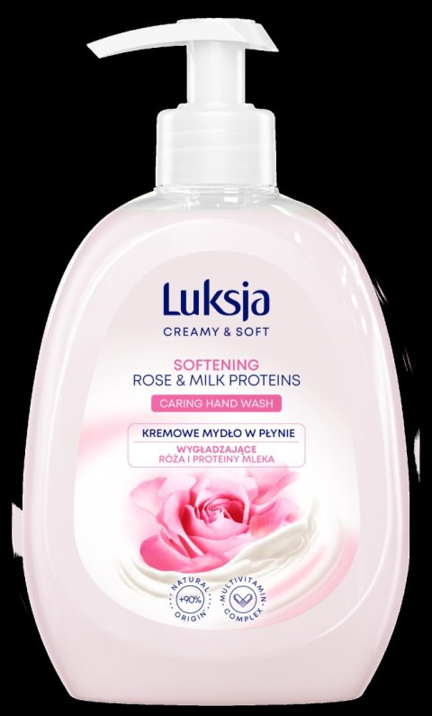 LUKSJA CREAMY&SOFT Mydło w płynie z pompką wygładzające RÓŻA, 500 ml