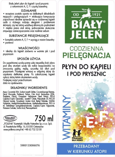 BIAŁY JELEŃ płyn do kąpieli z witaminami 750 ml