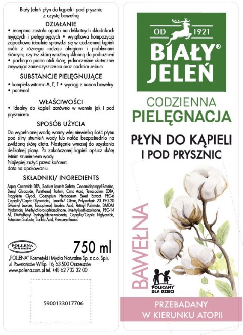 Biały Jeleń płyn do kąpieli Bawełna 750 ml